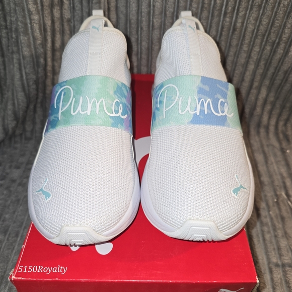 Puma Softride Sophia S0 Script white-bay-gulf stream Slip-on Women's Size 6.5 - Picture 2 of 11